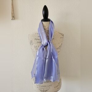 Striped Satin Sheer Light Purple Neck Scarf
